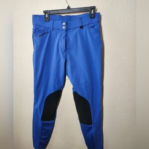 Blue Riding Pants with Black Knee Patches